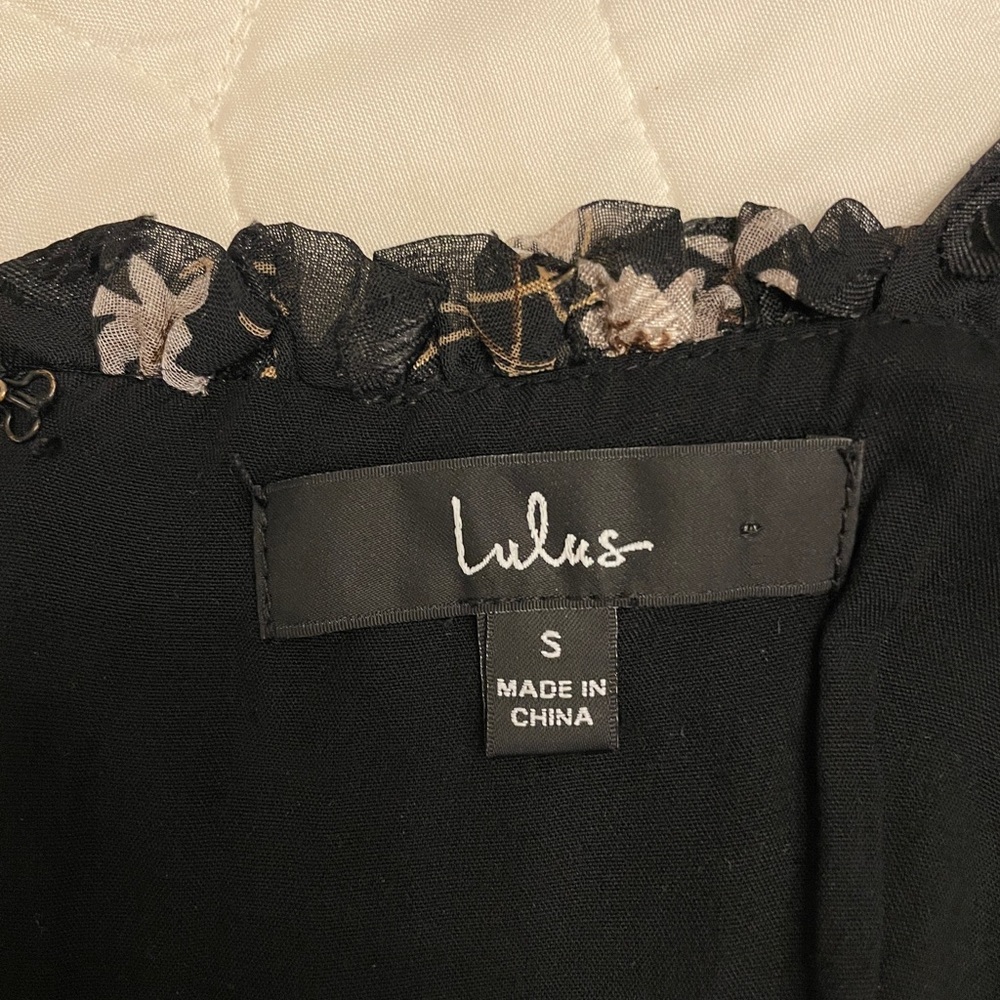 Lulus Terrace Views Black Floral Print Midi Dress Small - Picture 7 of 7